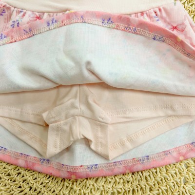 Conj. Blusa Lacinho e Short Saia Floral - Rosa